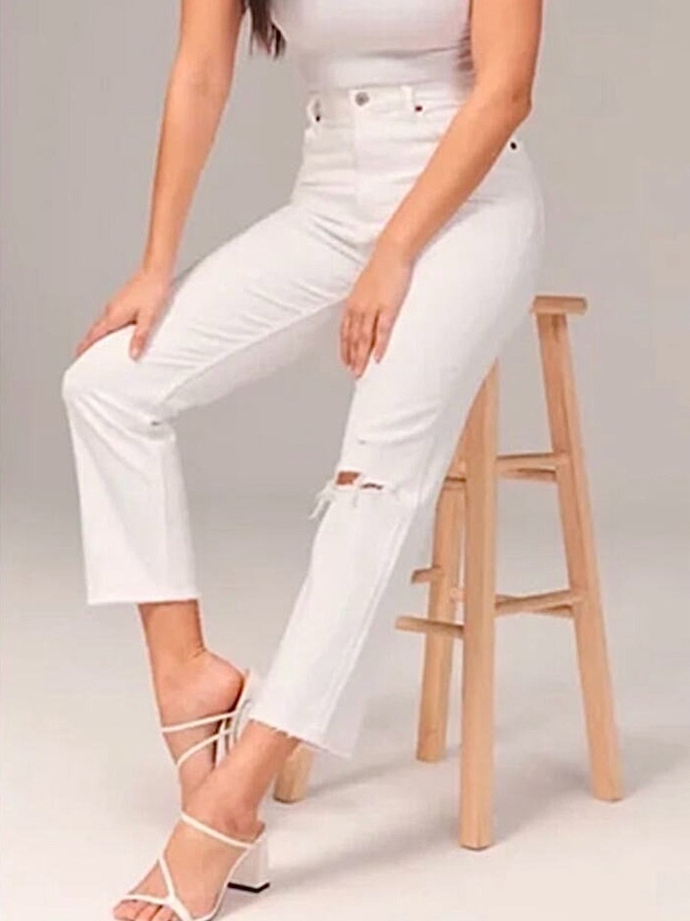 Abercrombie & Fitch White High-Rise Straight Jeans